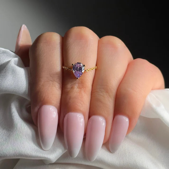 Lavender Chain – Anello Regolabile a Catena con Pietra Lavanda